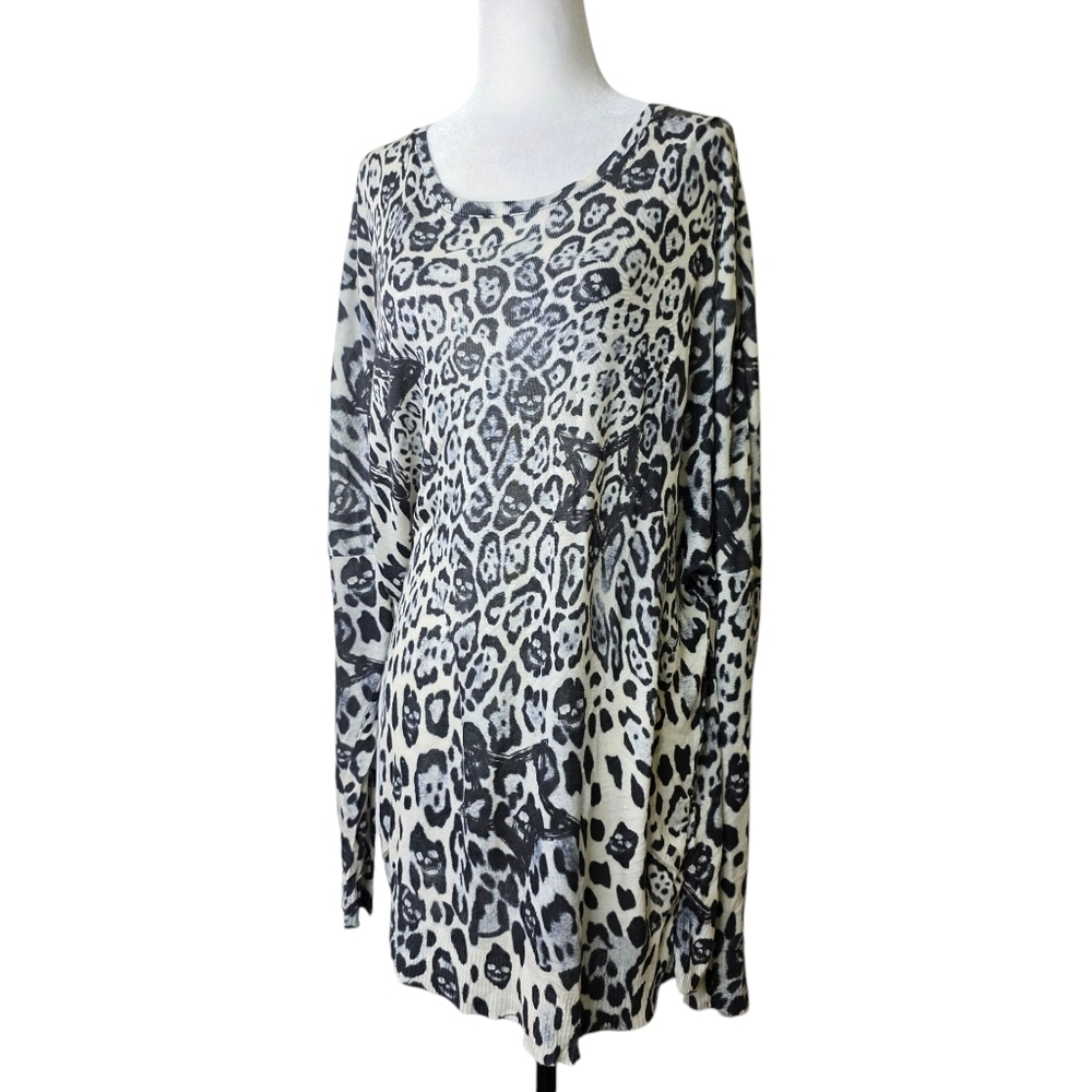 Philipp  Plein ribbed knit multi print whimsigoth long sleeves top